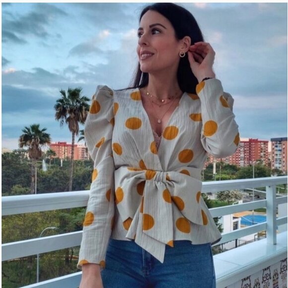 Zara Polka Dot Bow Shirt Blogger’s Fav Size XS NEW WITH TAG! - Picture 14 of 14